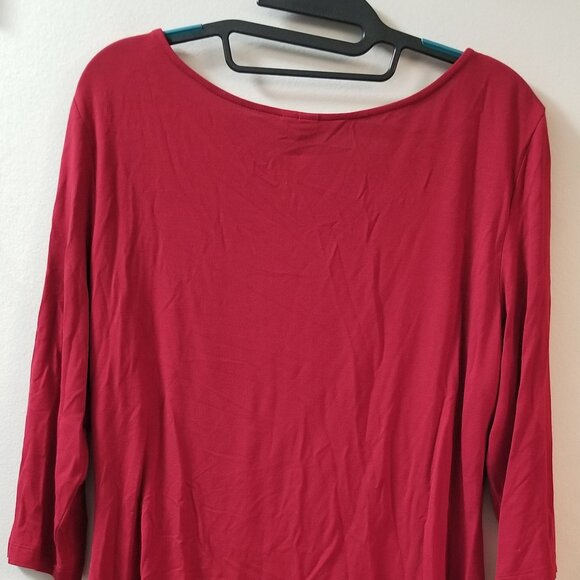 Jules & Leopold boat neck 3/4 sleeve side shirring top - Picture 4 of 10